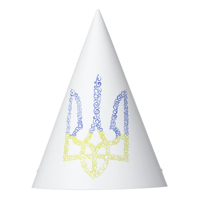 Ukraine coat of arms trident tryzub spiral pattern party hat (Front)