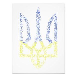 Ukraine coat of arms trident tryzub spiral pattern photo print
