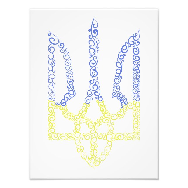 Ukraine coat of arms trident tryzub spiral pattern photo print (Front)