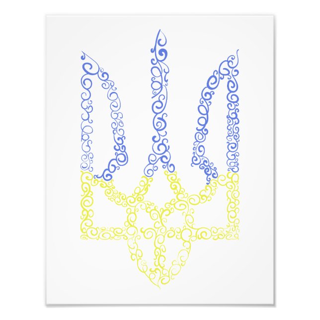 Ukraine coat of arms trident tryzub spiral pattern photo print (Front)