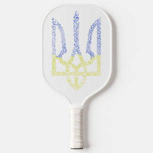 Ukraine coat of arms trident tryzub spiral pattern pickleball paddle