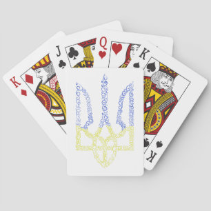 Ukraine coat of arms trident tryzub spiral pattern playing cards