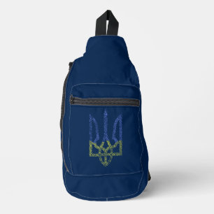 Ukraine coat of arms trident tryzub spiral pattern sling bag