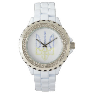 Ukraine coat of arms trident tryzub spiral pattern watch