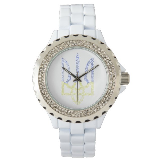 Ukraine coat of arms trident tryzub spiral pattern watch (Front)