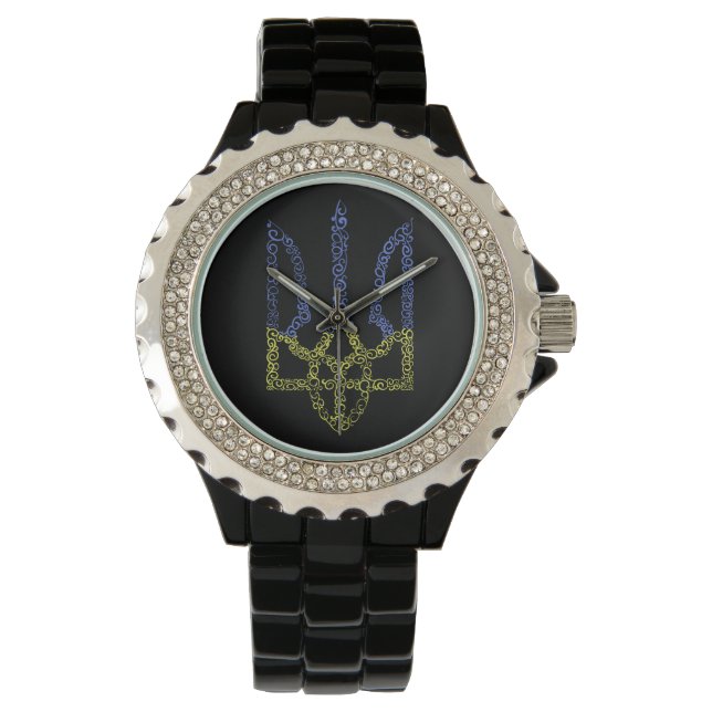 Ukraine coat of arms trident tryzub spiral pattern watch (Front)