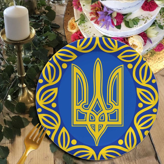 Ukraine, Coat of Arms, Tryzub Ukrainian Republic Paper Plate (Creator Uploaded)