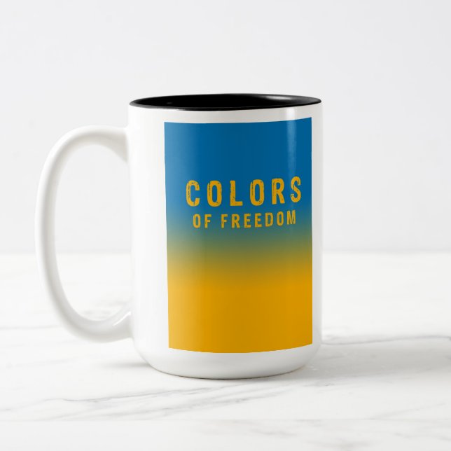 Ukraine, colours of freedom Two-Tone coffee mug (Left)
