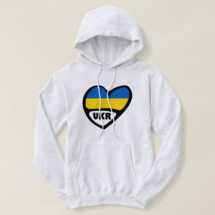 Ukraine Country Code Flag Heart, UKR Hoodie