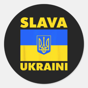 Ukraine Country Flag Pride Slava Ukraini Classic Round Sticker