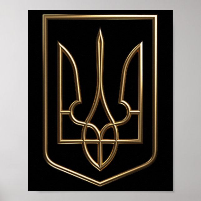 Ukraine Crest Gerfalcon Trident With Coat Of Arms  Poster (Front)