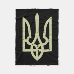 Ukraine Crest Trident Ukrainian Symbol Tryzub Men Fleece Blanket