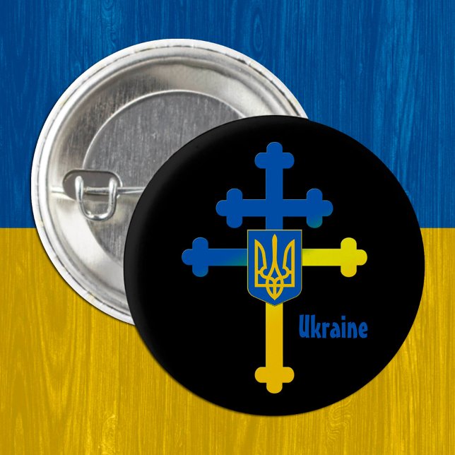 Ukraine Cross Symbol & Lorraine cross 3 Cm Round Badge (Creator Uploaded)