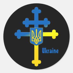 Ukraine Cross Symbol & Lorraine cross Classic Round Sticker