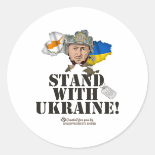 Ukraine Cyprus Flags Selenskyj Stand With Ukraine  Classic Round Sticker