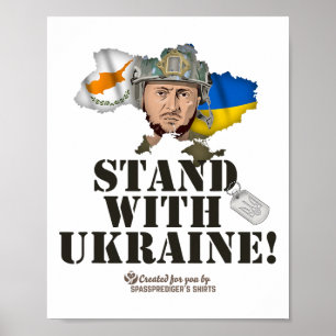 Ukraine Cyprus Flags Selenskyj Stand With Ukraine  Poster
