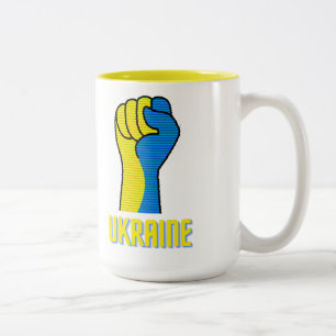 Ukraine Defiant Fist Sign Two-Tone Coffee Mug