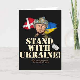 Ukraine Denmark Flags Slogan Stand With Ukraine  Card