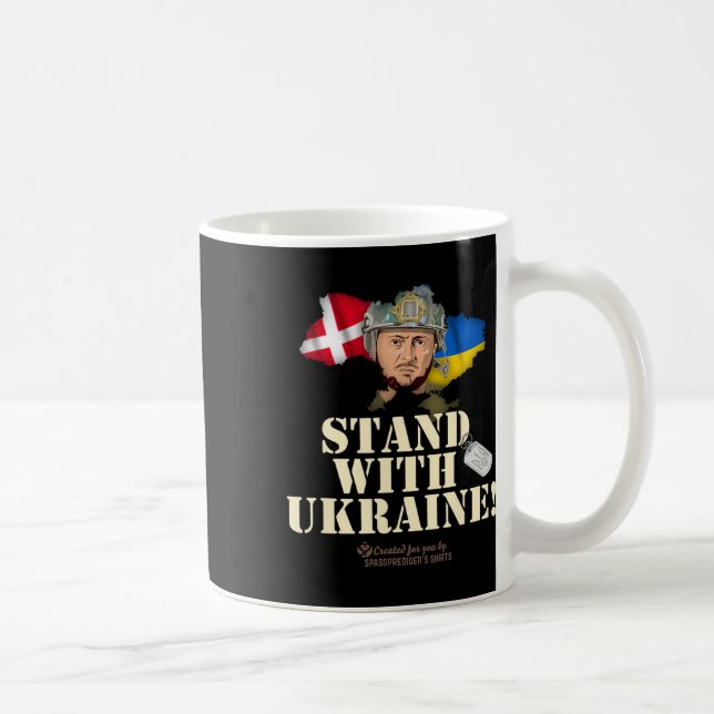 Ukraine Denmark Flags Slogan Stand With Ukraine  Coffee Mug (Right)