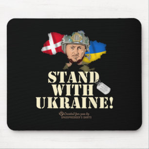 Ukraine Denmark Flags Slogan Stand With Ukraine Mouse Pad