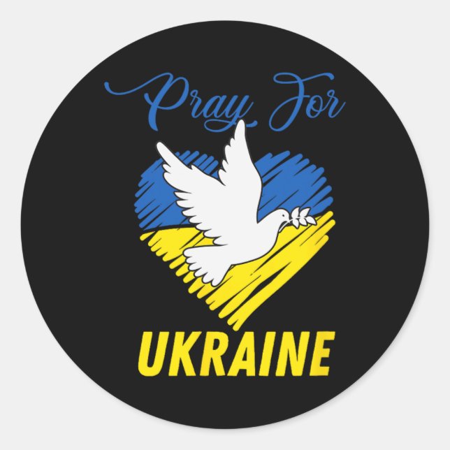 Ukraine Dove Heart  Classic Round Sticker (Front)