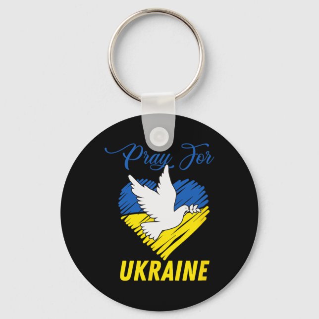 Ukraine Dove Heart  Key Ring (Front)