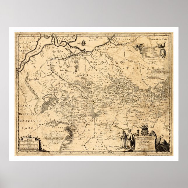 Ukraine Early Map 1648 Poster (Front)