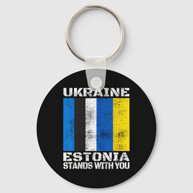Ukraine Estonia Stands With You Estonian Support F Key Ring (Front)