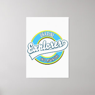 Ukraine explorer into adventure logo. canvas print