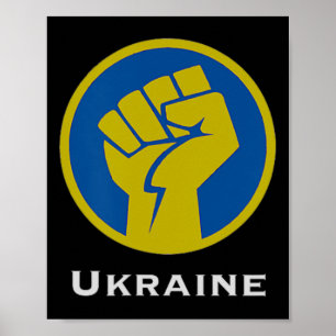Ukraine Fighting Fist In Blue And Yellow Flag Colo Poster