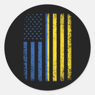 Ukraine Flag 4th Of July Usa Ukrainian Flag Women  Classic Round Sticker