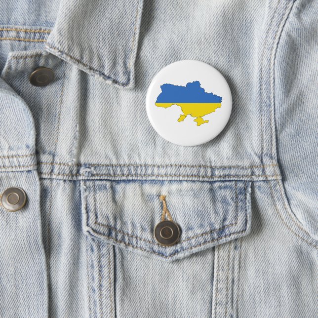 Ukraine Flag 6 Cm Round Badge (In Situ)