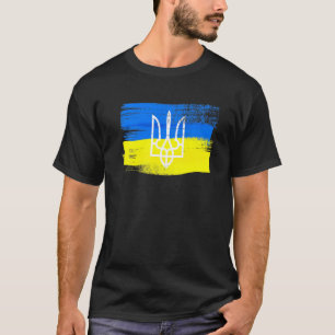 Ukraine Flag And Coat Of Arms Painted Ukrainian Pa T-Shirt