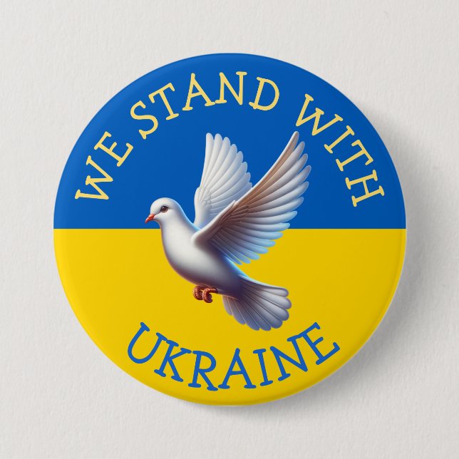 Ukraine Flag and Dove Support 7.5 Cm Round Badge (Front)
