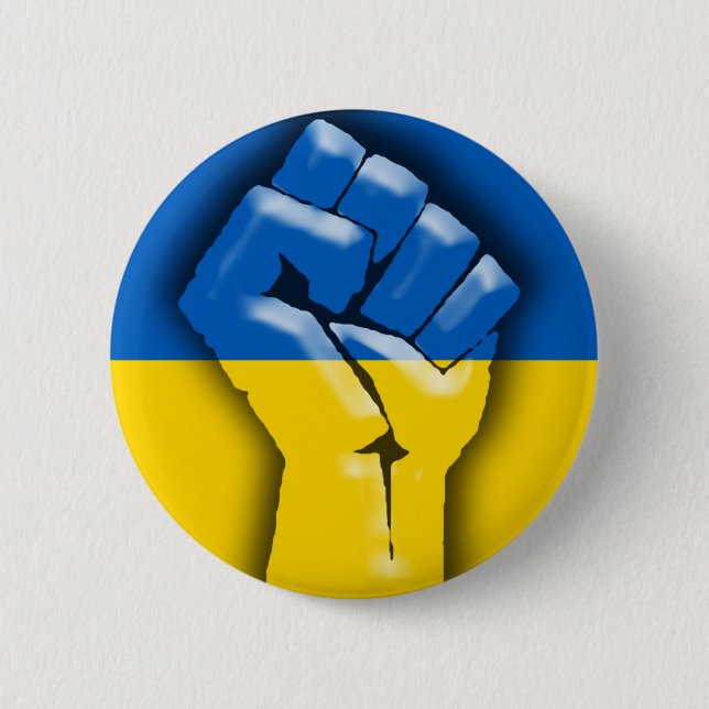 UKRAINE FLAG and FIST for Solidarity 6 Cm Round Badge (Front)