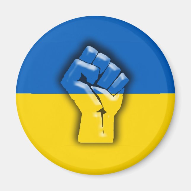 UKRAINE FLAG and FIST for Solidarity Magnet (Front)