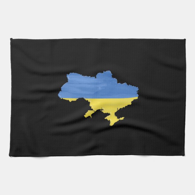 Ukraine flag and map tea towel (Horizontal)