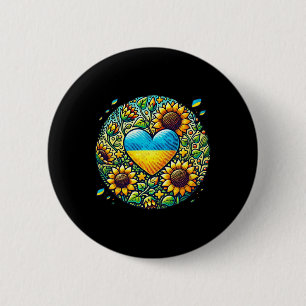 Ukraine Flag And Sunflowers Illustration 6 Cm Round Badge