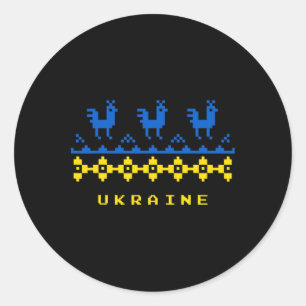 Ukraine Flag And Traditional Ukrainian Folk Patter Classic Round Sticker