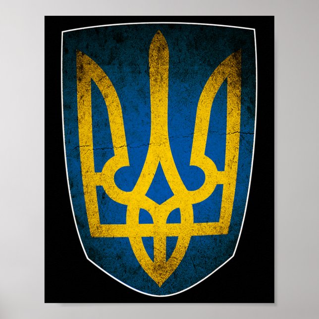 Ukraine Flag And Trident Ukrainian 1  Poster (Front)