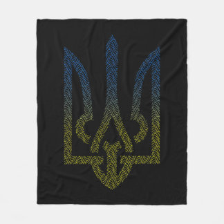 Ukraine Flag And Trident Ukrainian  Fleece Blanket