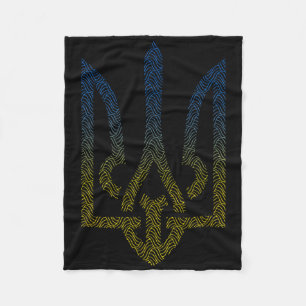Ukraine Flag And Trident Ukrainian I Stand With Uk Fleece Blanket