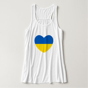 Ukraine Flag Blue and Yellow Heart Singlet