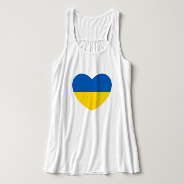 Ukraine Flag Blue and Yellow Heart Singlet (Design Front)