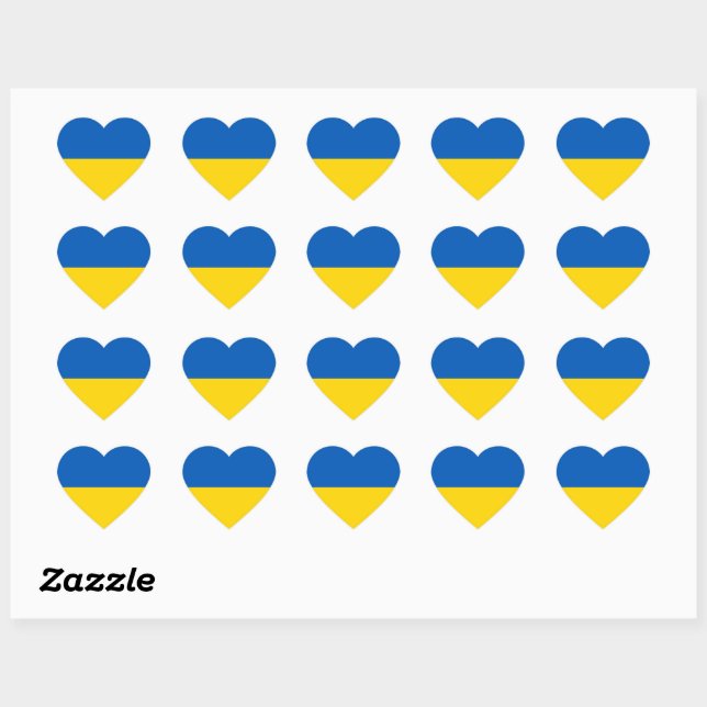 Ukraine Flag Blue and Yellow Heart Sticker (Sheet)