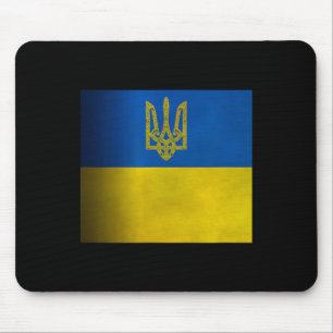 Ukraine Flag Blue And Yellow With Coat Of Arms Tri Mouse Pad