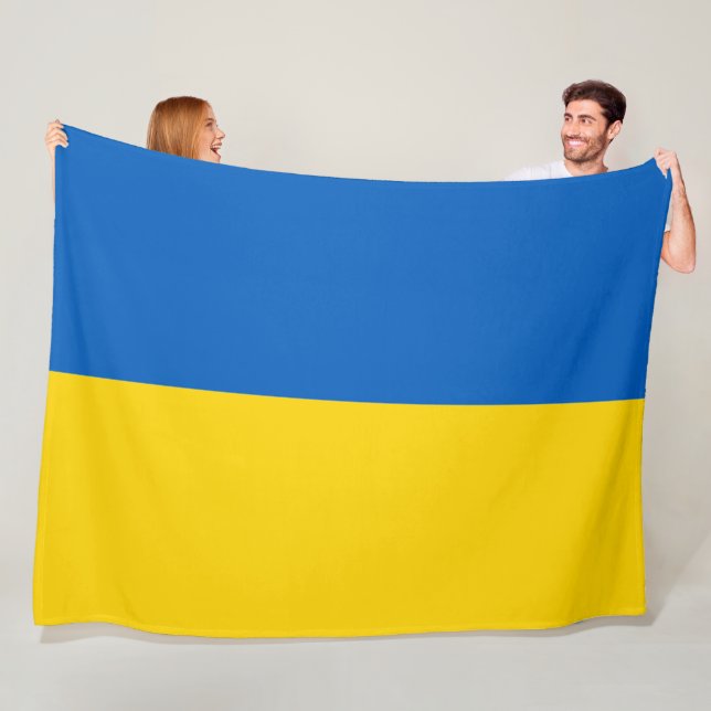 Ukraine Flag Blue Yellow Patriotic Ukrainian  Fleece Blanket (In Situ)