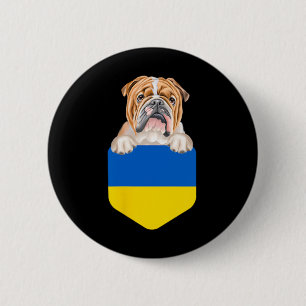 Ukraine Flag Bulldog Dog In Pocket 6 Cm Round Badge