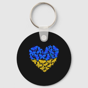 Ukraine Flag Butterfly Heart Vintage Ukrainian Lov Key Ring