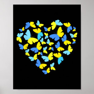 Ukraine Flag Butterfly Heart Vintage Ukrainian Lov Poster
